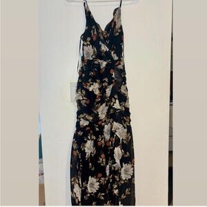 ASTR the label. Kiana Floral Ruched Midi Dress In Black Multi Floral